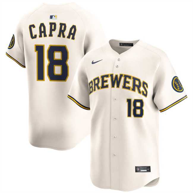 Men%27s Milwaukee Brewers #18 Vinny Capra Cream 2025 Limited Stitched Jersey Dzhi->los angeles dodgers->MLB Jersey